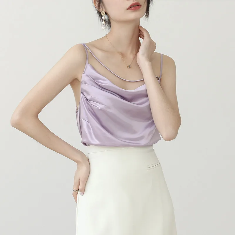 Майка женская атласная на тонких бретелях, пикантный Топ лавандового цвета, пикантная плиссированная рубашка без рукавов, жилет, лето 2022
Майка женская атласная на тонких бретелях, пикантный Топ лавандового цвета, пикантная плиссированная рубашка без рукавов, жилет, лето 2022