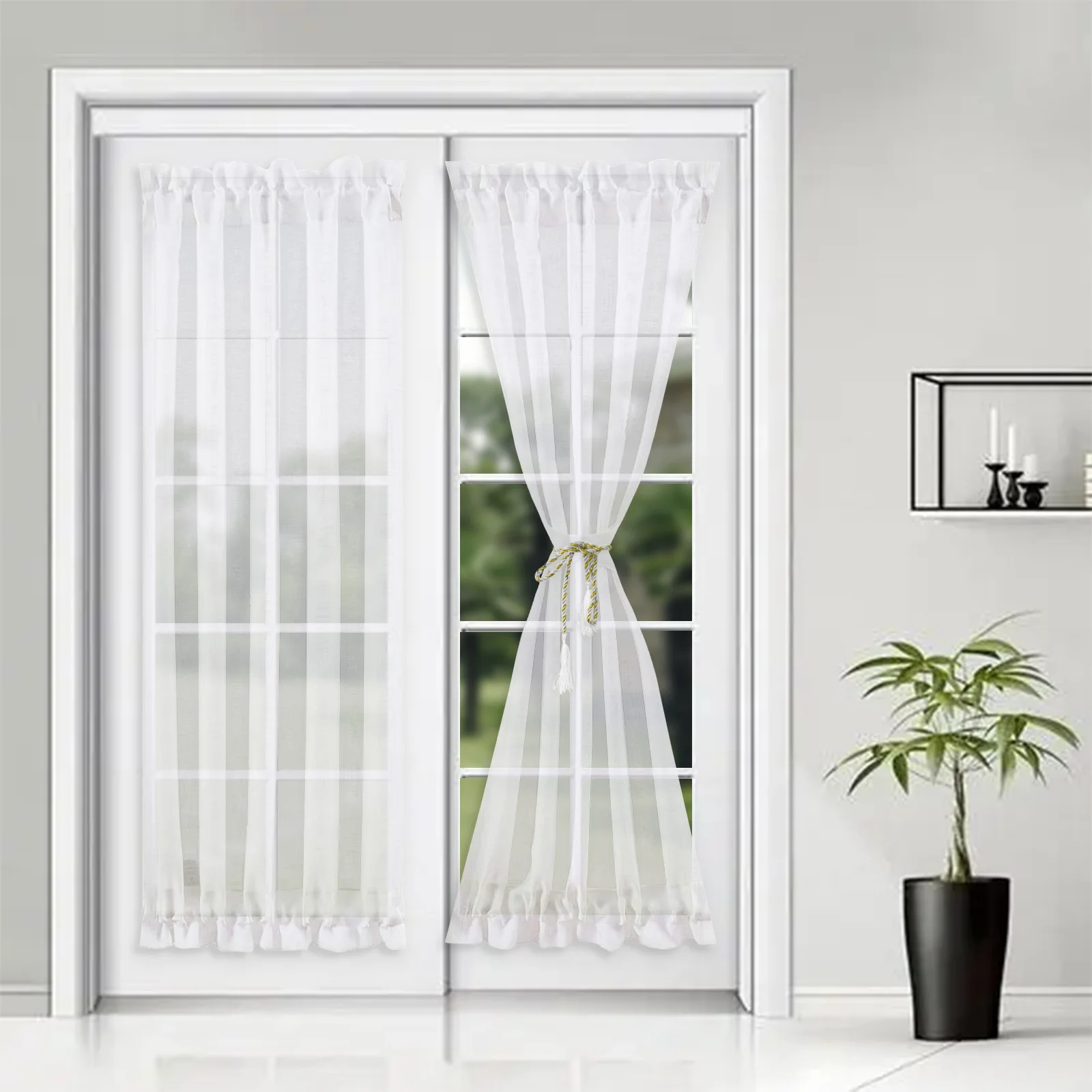 Semi Blackout French Door Curtain for Front Door Window Treatment for Living Room Rod Pockets Screen Semi-sheer Bedroom Drapes
Semi Blackout French Door Curtain for Front Door Window Treatment for Living Room Rod Pockets Screen Semi-sheer Bedroom Drapes