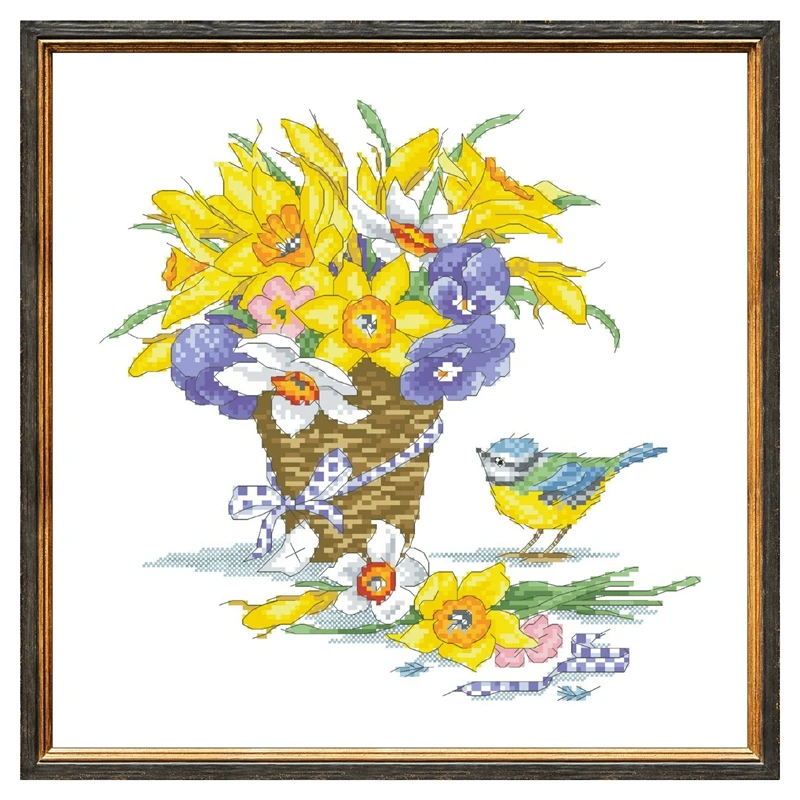 Narcissus robin cross stitch kit flowers basket cotton thread 18ct 14ct 11ct unprint canvas stitching embroidery DIY wall decor
Narcissus robin cross stitch kit flowers basket cotton thread 18ct 14ct 11ct unprint canvas stitching embroidery DIY wall decor