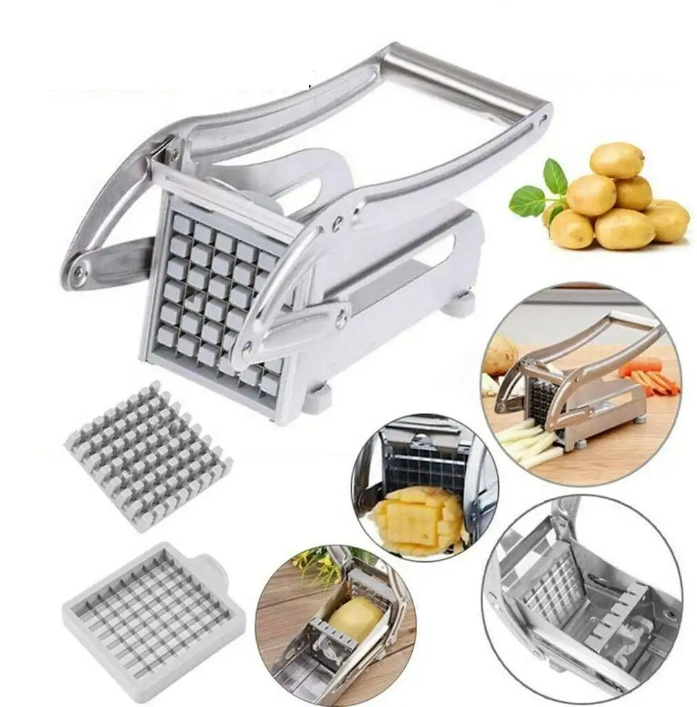 French Fry Potato Cutter,Stainless Steel French Fries Potato Chipper Chip Cutter Chopper Maker with 2 Blades
French Fry Potato Cutter,Stainless Steel French Fries Potato Chipper Chip Cutter Chopper Maker with 2 Blades