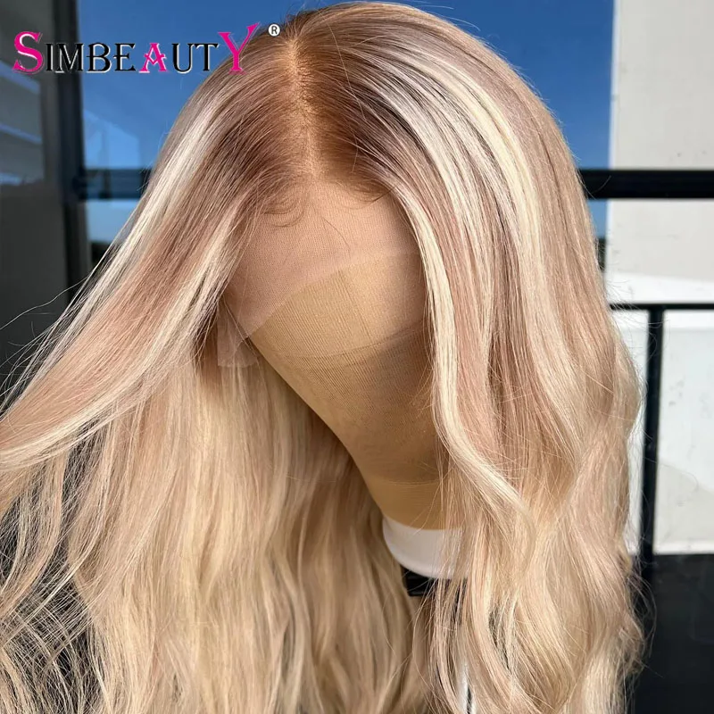 

26Inches Long Vanilla Highlight Blonde Human Hair Wigs with Baby Hair 180Density Glueless 13x6 Deep Part Lace Front Wigs Remy