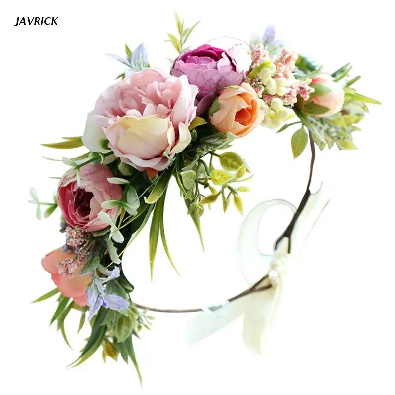 

Delicate Wedding Flower Decor Crowns Durable Hair Hoops with Adjustable Ribbon for Women Wedding Party Photoshoot