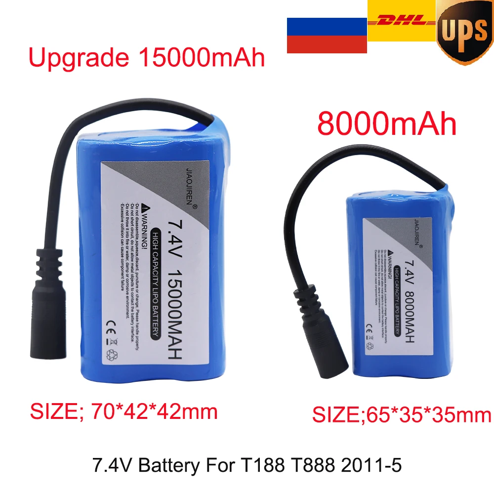 

Улучшенная батарея 7,4 В 15000 мАч 8000 мАч для T188 T888 2011-5 V007 C18 H18 и т. Д., рыболовная приманка с дистанционным управлением, аксессуары для лодок и игрушек