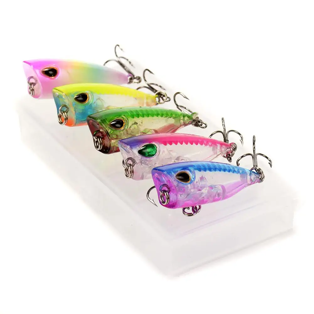 5pcs Fishing Lure 4cm3.5g Plastic Popper Artificial Fishing Baits Tackle Accessories With Box For Gifts 
5pcs Fishing Lure 4cm3.5g Plastic Popper Artificial Fishing Baits Tackle Accessories With Box For Gifts