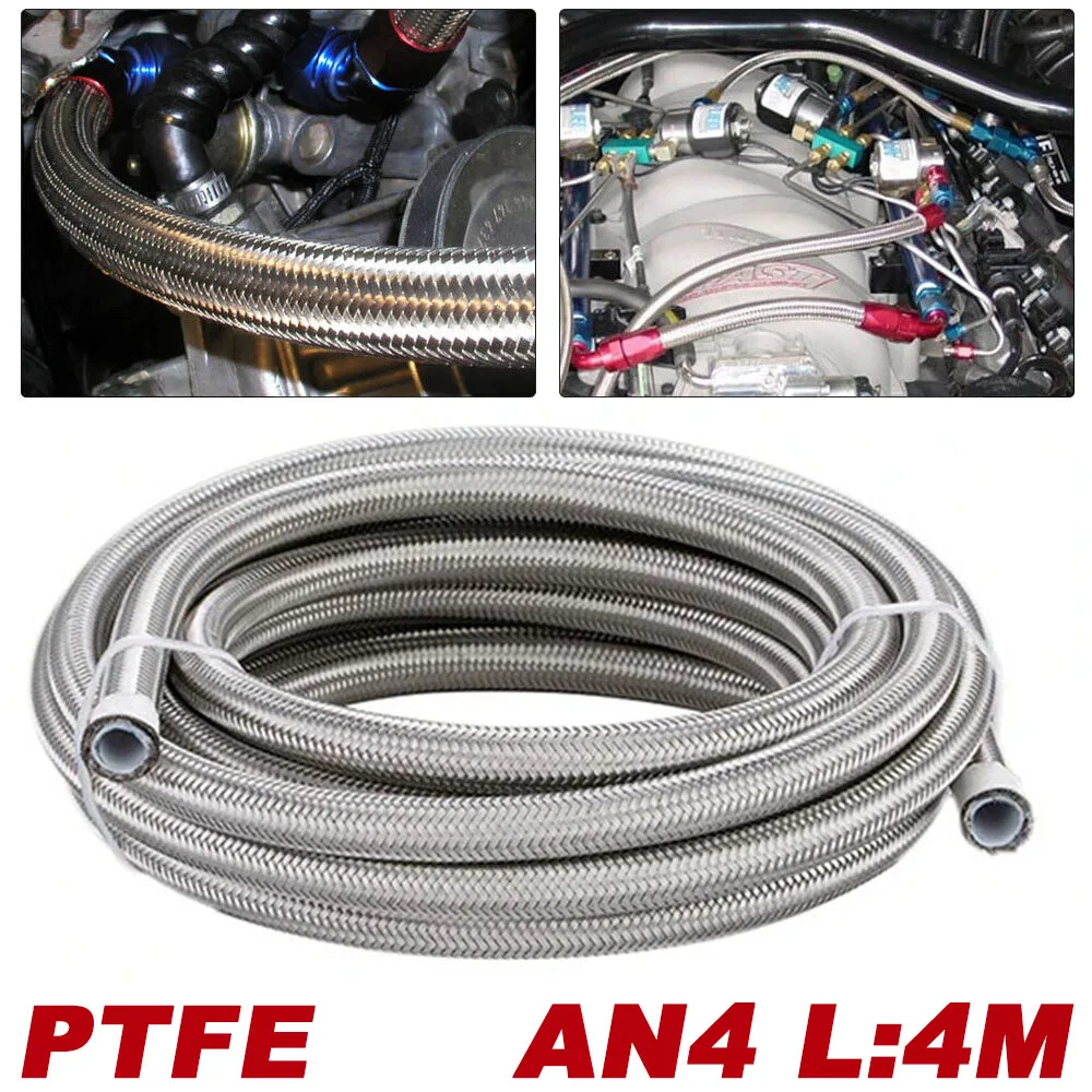 AN4 13FT Length 4M High Quality Universal Racing Hose 304 Stainless Steel Braided PTFE Brake Hose Fuel Oil Line Oil Cooler Hose
AN4 13FT Length 4M High Quality Universal Racing Hose 304 Stainless Steel Braided PTFE Brake Hose Fuel Oil Line Oil Cooler Hose