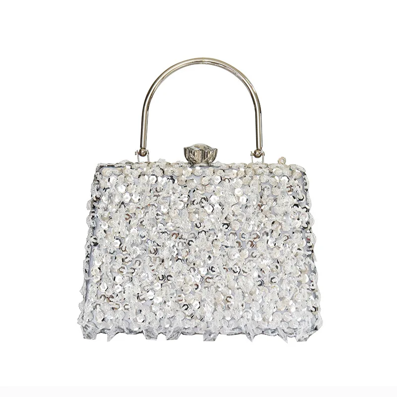 Bead Sequin Handbag Sliver Black Shoulder Bag Delicate Women's Crossbody Bag Party Handbag Metal Handle Strap Bags
Bead Sequin Handbag Sliver Black Shoulder Bag Delicate Women's Crossbody Bag Party Handbag Metal Handle Strap Bags