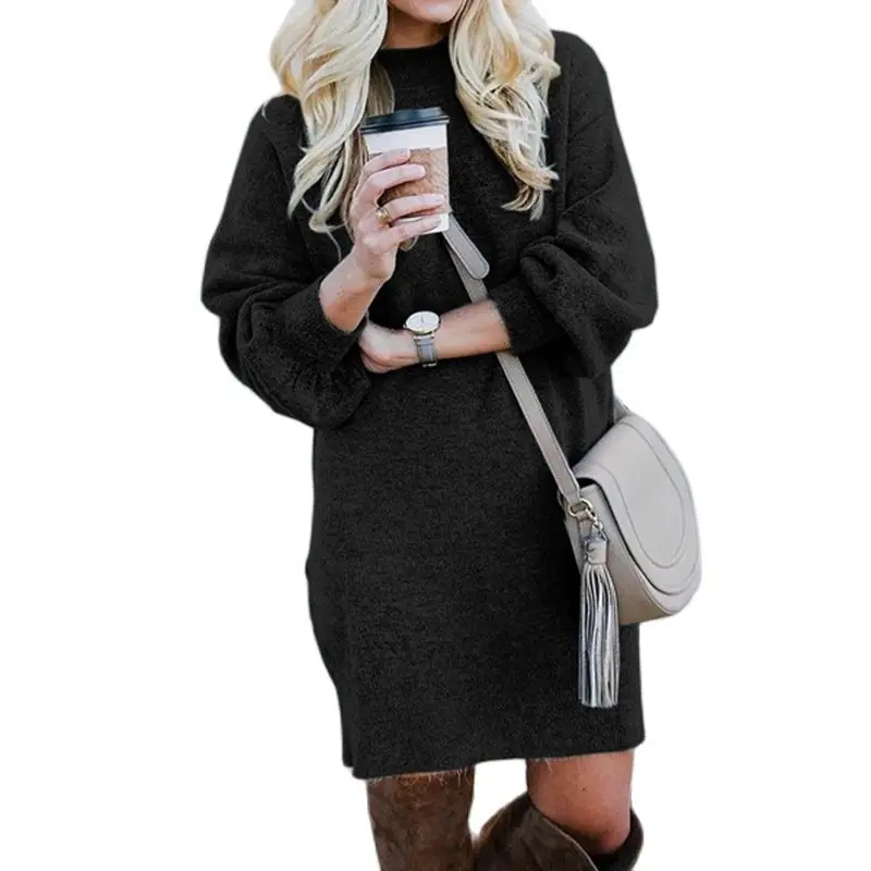 Pullover O-neck Long Sleeve Black Dress 2022 Autumn Winter Casual Streetwear Solid Color Blended A-line Above Knee Mini Dresses
Pullover O-neck Long Sleeve Black Dress 2022 Autumn Winter Casual Streetwear Solid Color Blended A-line Above Knee Mini Dresses