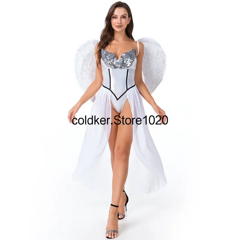 Женский сексуальный костюм для косплея в виде Белого Ангела на Хэллоуин с крыльями из перьев, сценическое элегантное искусственное оформление, униформа для взрослых
Женский сексуальный костюм для косплея в виде Белого Ангела на Хэллоуин с крыльями из перьев, сценическое элегантное искусственное оформление, униформа для взрослых
