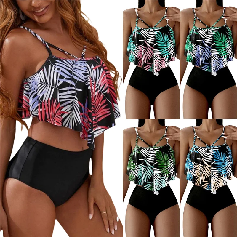 Женский купальный костюм из двух предметов, топы бикини на бретелях-спагетти с принтом листьев + однотонные купальные Трусики с высокой тал...
Женский купальный костюм из двух предметов, топы бикини на бретелях-спагетти с принтом листьев + однотонные купальные Трусики с высокой тал...