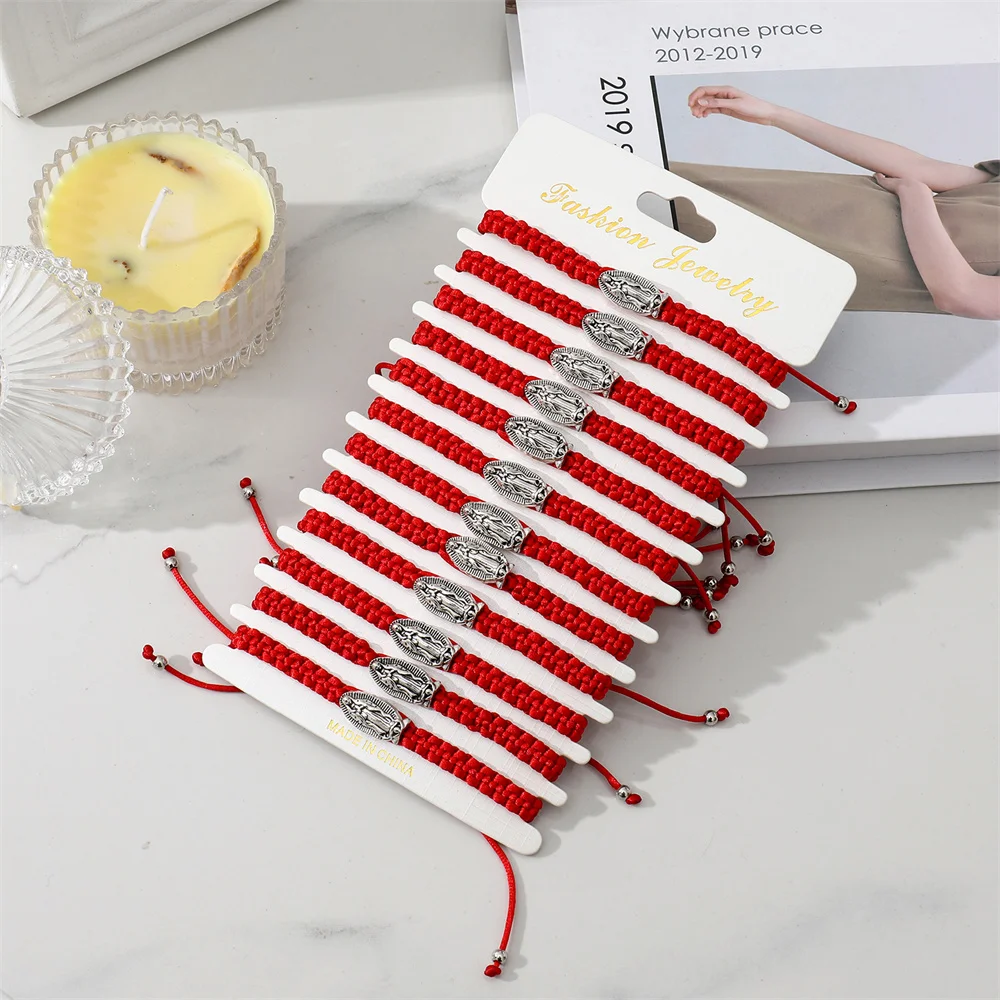 12PCS Our Lady Of Guadalupe Bracelet Virgin Mary Religious Catholic Handmade Red Black String Bracelet Women Men Prayer bracelet
12PCS Our Lady Of Guadalupe Bracelet Virgin Mary Religious Catholic Handmade Red Black String Bracelet Women Men Prayer bracelet