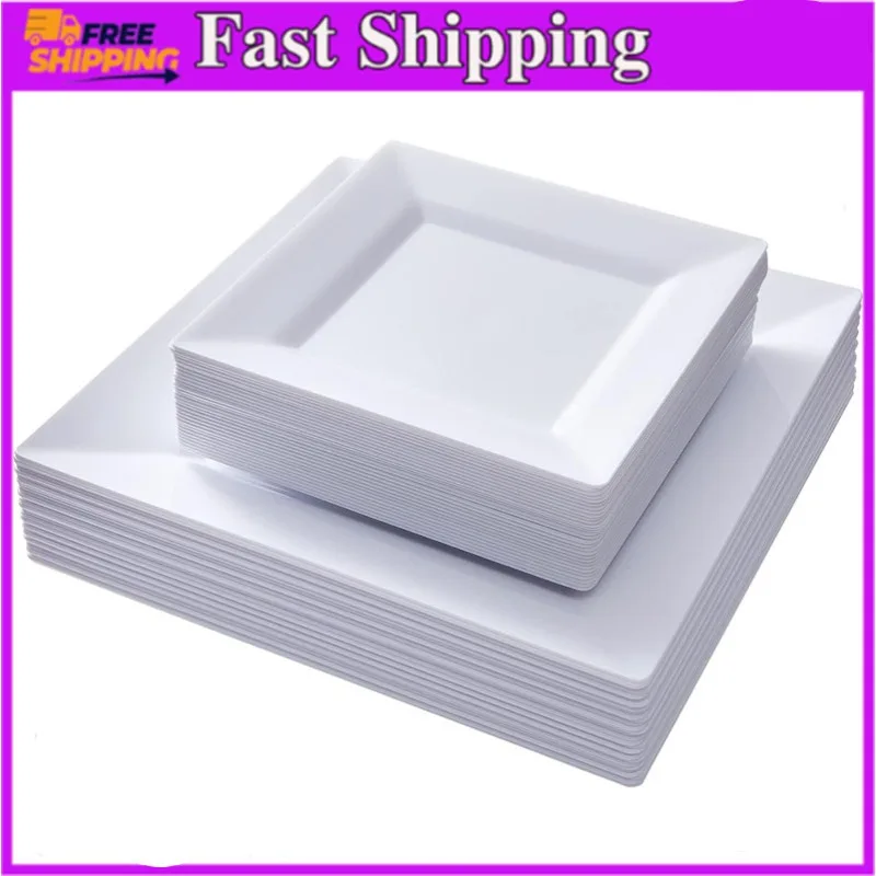 White Plastic Plates-30pcs Dinner Plates and 30pcs Square Disposable Dessert Fancy Disposable Plates Perfect for Birthday Party
White Plastic Plates-30pcs Dinner Plates and 30pcs Square Disposable Dessert Fancy Disposable Plates Perfect for Birthday Party