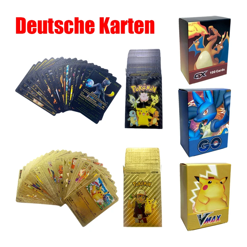 German Pokemon Card Gold Black V VMAX Gx Tag Team MEGA EX Tarak Rainbow Card Game Evolutions Booster Collectible Child Toys Gift
German Pokemon Card Gold Black V VMAX Gx Tag Team MEGA EX Tarak Rainbow Card Game Evolutions Booster Collectible Child Toys Gift