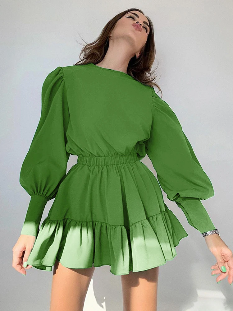 Sexy Hot Girl Solid Tierred Mini Dress Autumn Lantern Sleeve Waist Temperament Commuter French Retro Long-sleeved Dress A2100
Sexy Hot Girl Solid Tierred Mini Dress Autumn Lantern Sleeve Waist Temperament Commuter French Retro Long-sleeved Dress A2100