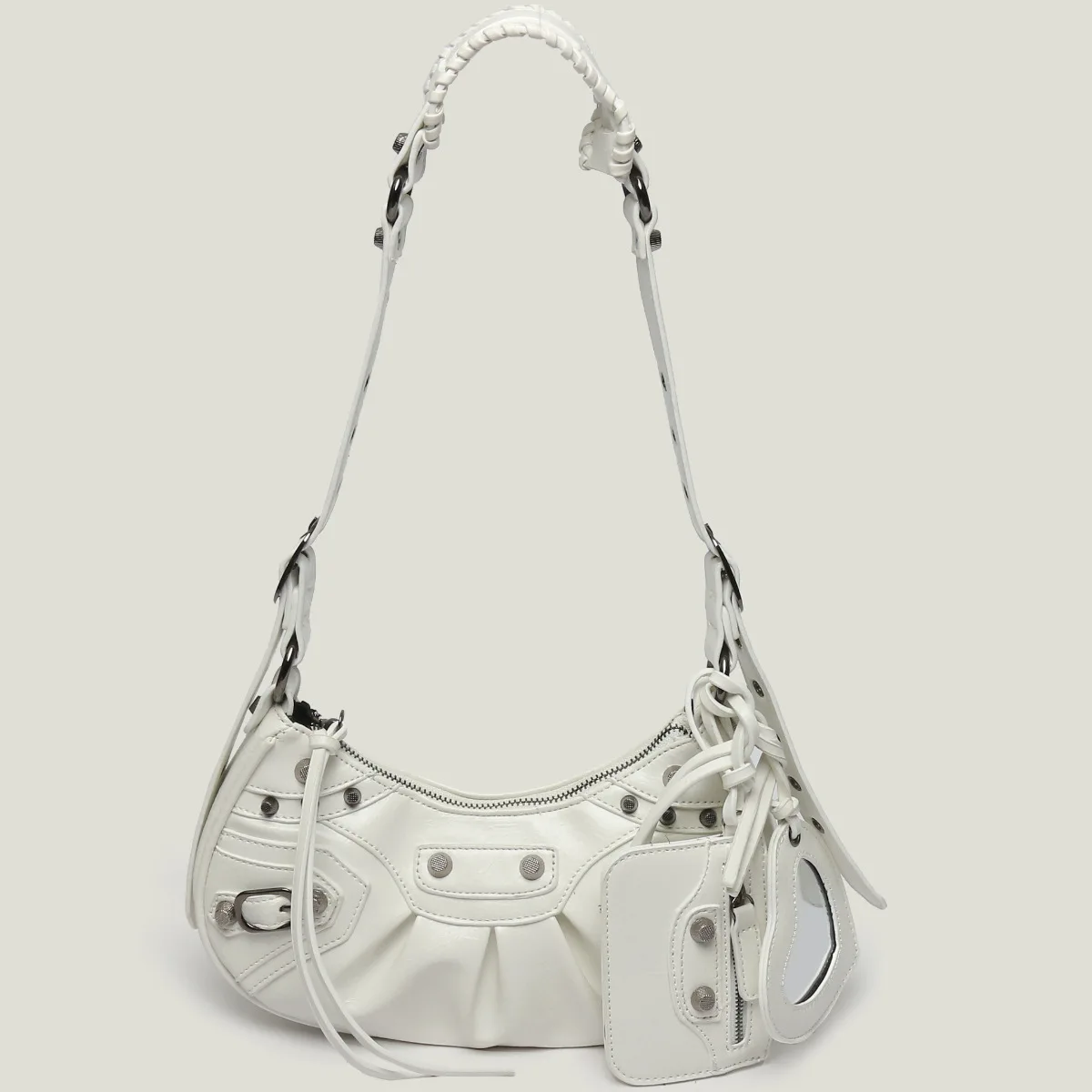 Le Cagole Crocodile Bags Design Handbag Rivet Leather Half Crescent Saddle Shoulder Diagonal Strap Female Bag
Le Cagole Crocodile Bags Design Handbag Rivet Leather Half Crescent Saddle Shoulder Diagonal Strap Female Bag
