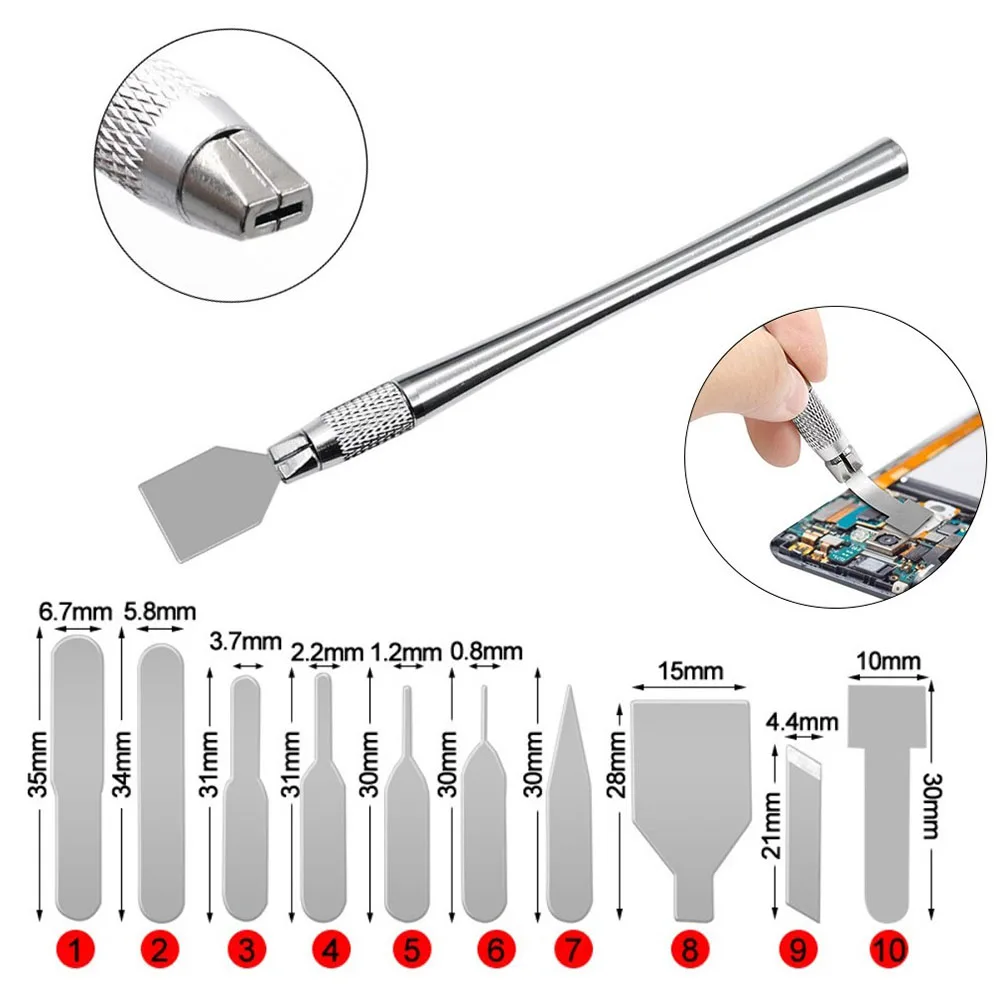 1 Set CPU Prying Cutter Disassembly Blades Pry Opening Tool Metal Crowbar Kit For Repairing Phone Computer IC Chip BGA Hand Tool
1 Set CPU Prying Cutter Disassembly Blades Pry Opening Tool Metal Crowbar Kit For Repairing Phone Computer IC Chip BGA Hand Tool