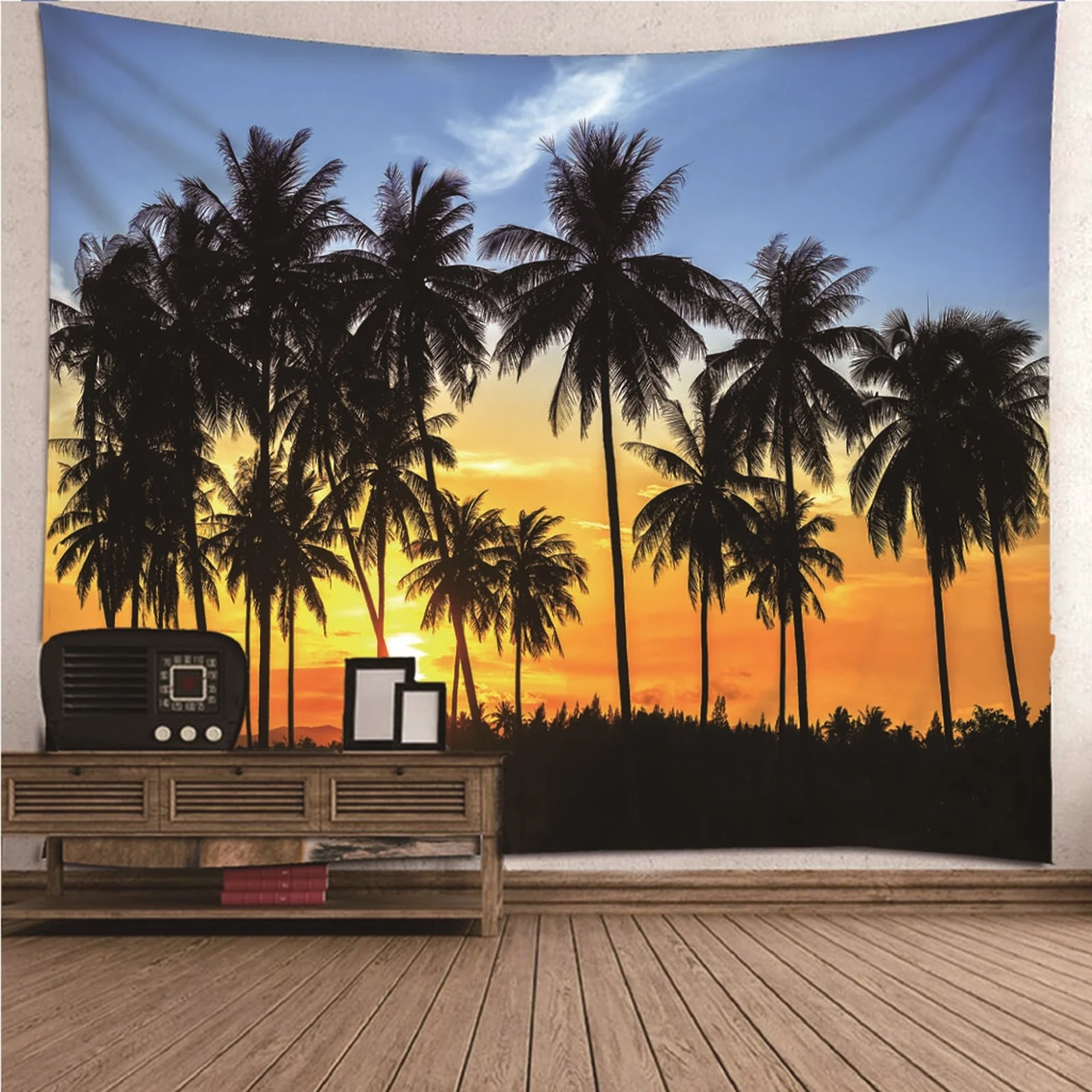 

Tapestry Poster Kids Room Tapestry natural scenery Sunset Coconut Trees Wall Hanging Blanket Dorm Art Decor Covering