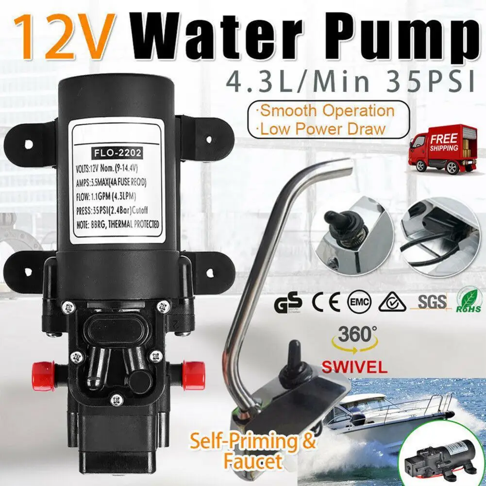 Water Pump Self Priming Pressure Protection Switch 3.5A 12V Electric Diaphragm Pump for Caravan
Water Pump Self Priming Pressure Protection Switch 3.5A 12V Electric Diaphragm Pump for Caravan