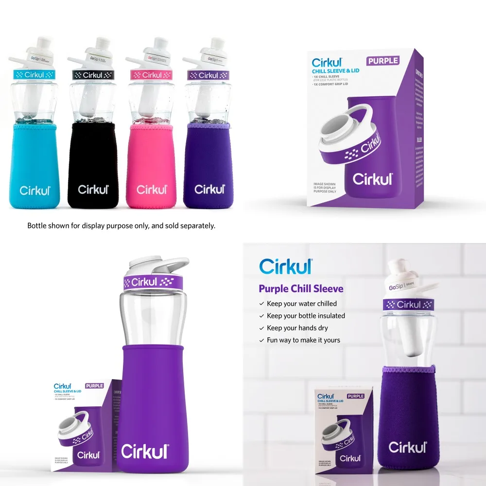 New & Stylish Comfort-Grip Sleeve with Lid for 22oz Bottle, Adorable Purple Color.
New & Stylish Comfort-Grip Sleeve with Lid for 22oz Bottle, Adorable Purple Color.