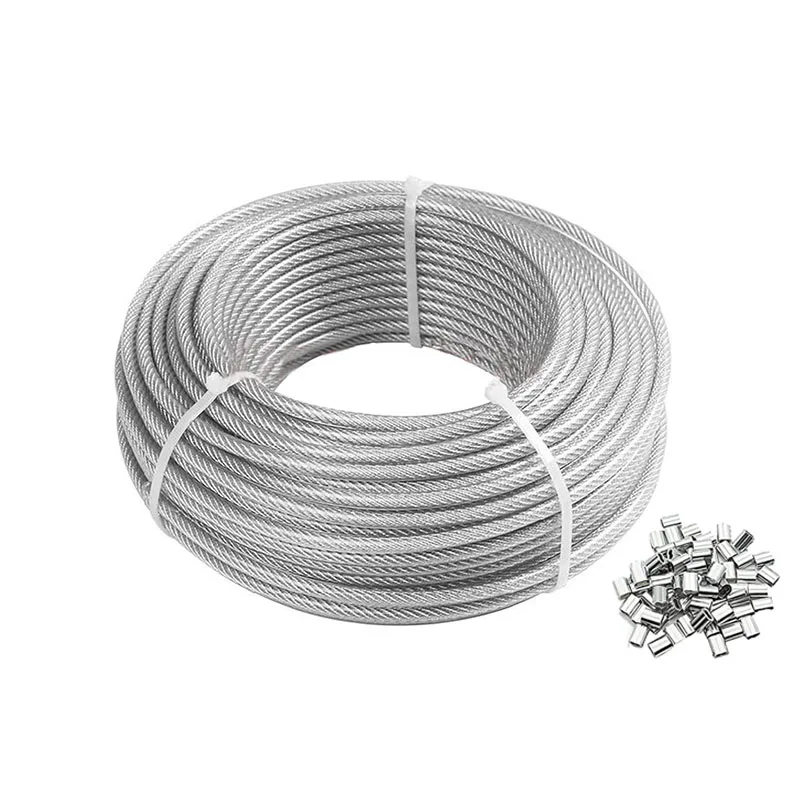 Wire Rope Kit 50/100M PVC Coated Stainless Steel Cable Railing Thimble Flexible for PIcture Hanging Garden Fence Diammer 1-3MM
Wire Rope Kit 50/100M PVC Coated Stainless Steel Cable Railing Thimble Flexible for PIcture Hanging Garden Fence Diammer 1-3MM
