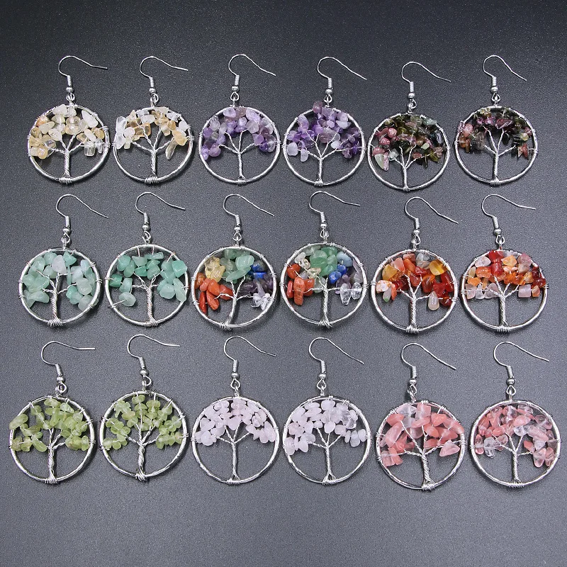 10pairs Tree of Life Drop Earrings Natural Chip Gem Stone Opal Tiger Eye Pink Crystal Dangle Hook Earring Women Jewelry 
10pairs Tree of Life Drop Earrings Natural Chip Gem Stone Opal Tiger Eye Pink Crystal Dangle Hook Earring Women Jewelry