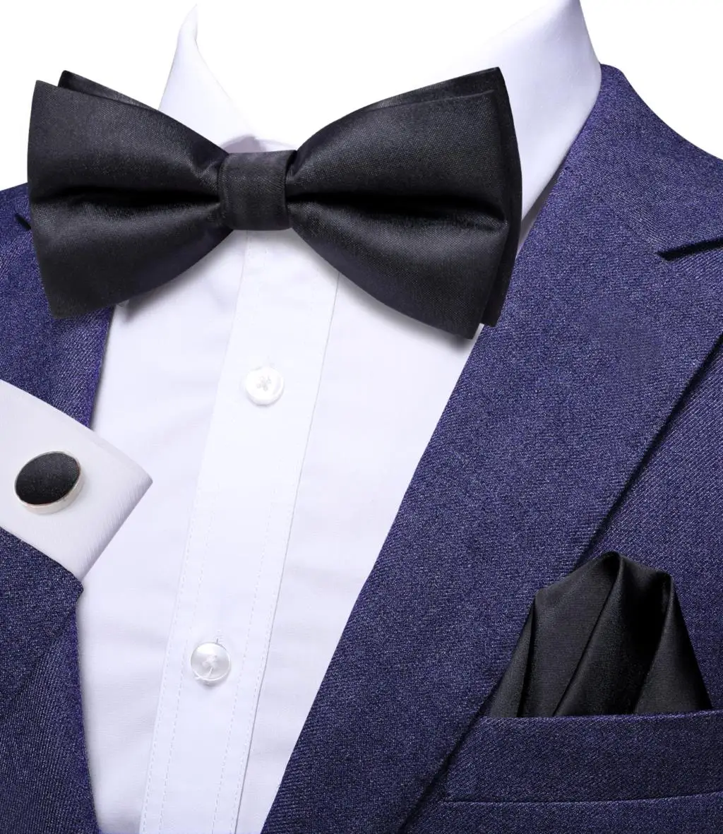 Hi-Tie Solid Black Butterfly Silk Men Bow Tie Hanky Cufflink Jacquard Pre Tied Bowtie for Male Business Wedding Party
Hi-Tie Solid Black Butterfly Silk Men Bow Tie Hanky Cufflink Jacquard Pre Tied Bowtie for Male Business Wedding Party