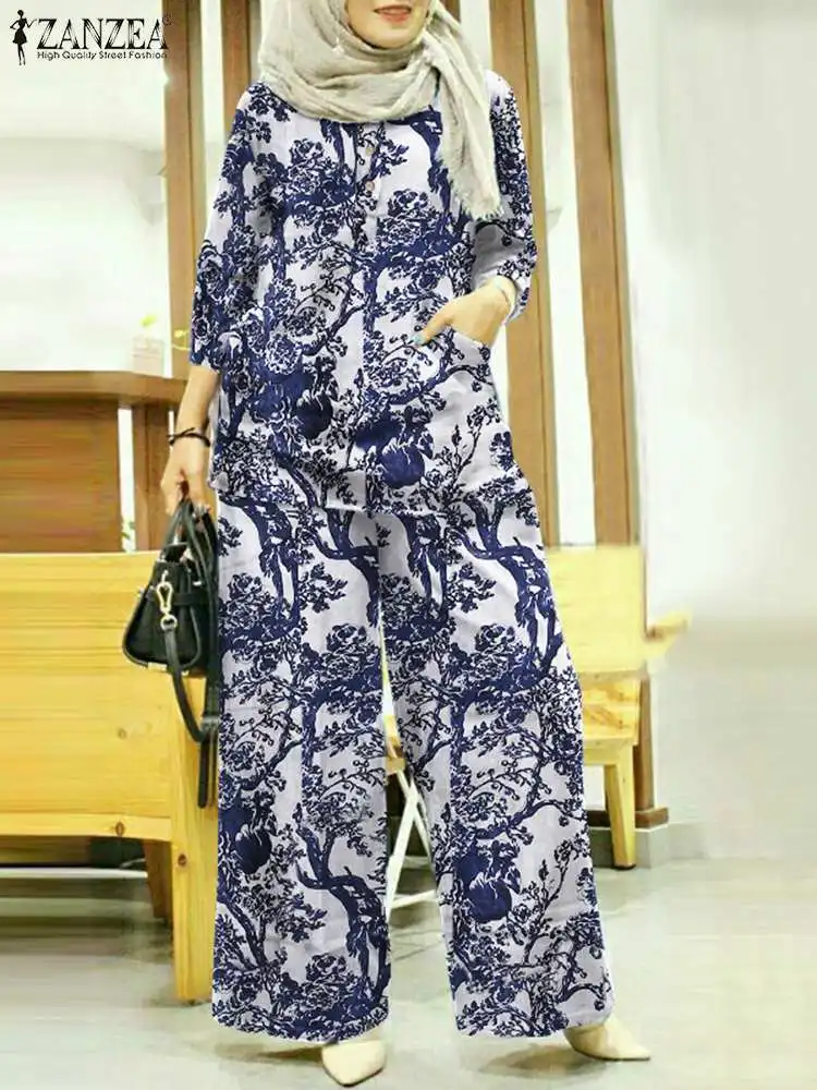 ZANZEA O-Neck Short Sleeve Tops Blouse Muslim Women Floral Printed Set Bohemian Casual Loose Cotton Pant Suits Islamic Tracksuit
ZANZEA O-Neck Short Sleeve Tops Blouse Muslim Women Floral Printed Set Bohemian Casual Loose Cotton Pant Suits Islamic Tracksuit