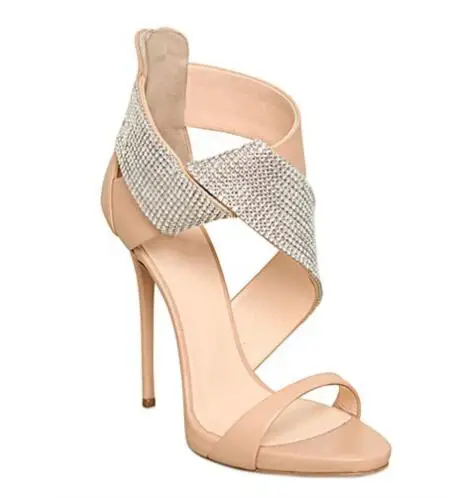Sexy Summer Nude Leather Bling Cross Rhinestone One Line Zipper Back Sandals Woman Open Toe Super Heels Party Wedding Shoes
Sexy Summer Nude Leather Bling Cross Rhinestone One Line Zipper Back Sandals Woman Open Toe Super Heels Party Wedding Shoes