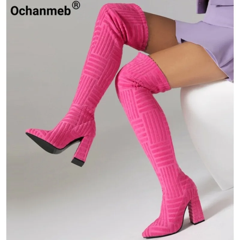 Ochanmeb Terry Towel Over the knee Boots Women Square High Heels Pointed Toe Boots Chic Slip-on Ladies Shoes Autumn Winter 34-48
Ochanmeb Terry Towel Over the knee Boots Women Square High Heels Pointed Toe Boots Chic Slip-on Ladies Shoes Autumn Winter 34-48