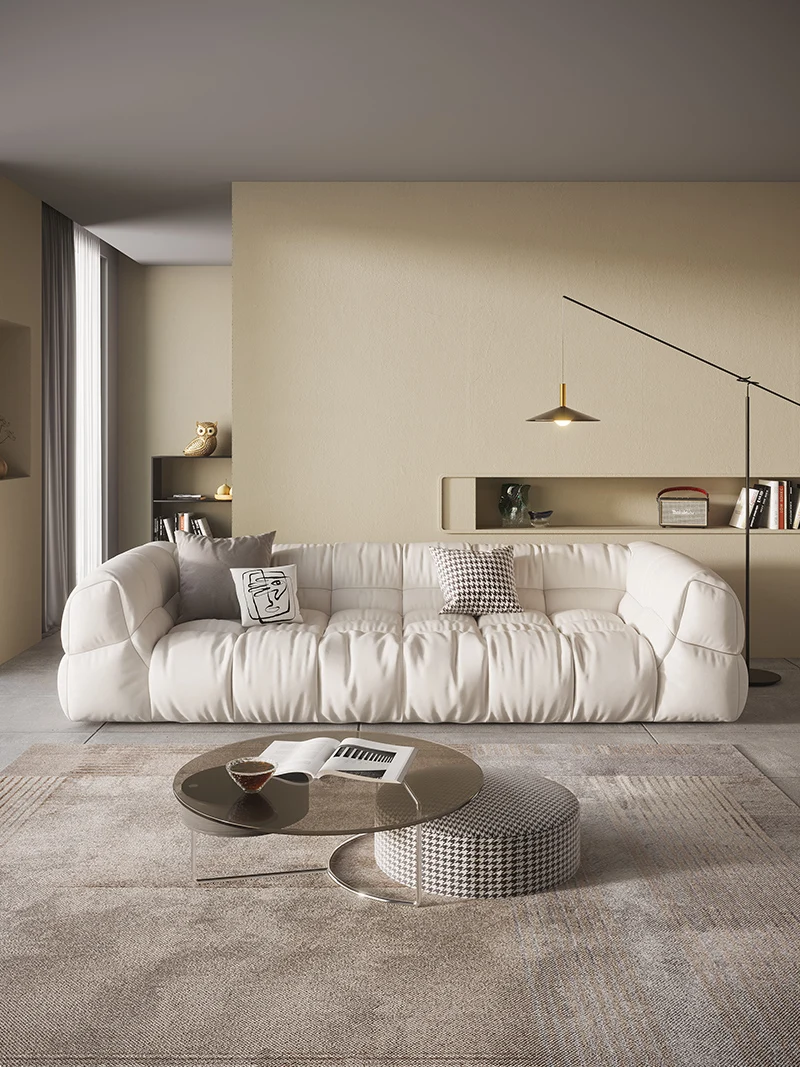 High quality simple and small cloud sofa, cream and quiet living room sofa
High quality simple and small cloud sofa, cream and quiet living room sofa