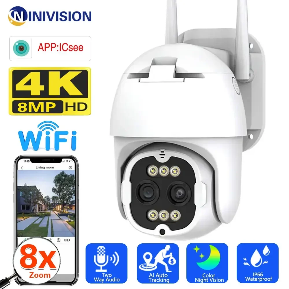 4K 8MP Binocular Security Camera Outdoor WiFi PTZ Dual Lens 4MP HD Surveillance CCTV IP Camera AI Tracking P2P IP66 ICsee Alexa
4K 8MP Binocular Security Camera Outdoor WiFi PTZ Dual Lens 4MP HD Surveillance CCTV IP Camera AI Tracking P2P IP66 ICsee Alexa