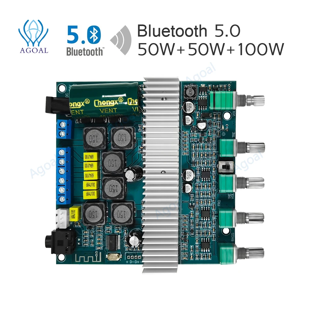 TPA3116 Subwoofer Amplifier Board 2.1 Channel High Power Bluetooth 5.0 Audio Amplifiers DC12V-24V 2*50W+100W Amplificador
TPA3116 Subwoofer Amplifier Board 2.1 Channel High Power Bluetooth 5.0 Audio Amplifiers DC12V-24V 2*50W+100W Amplificador