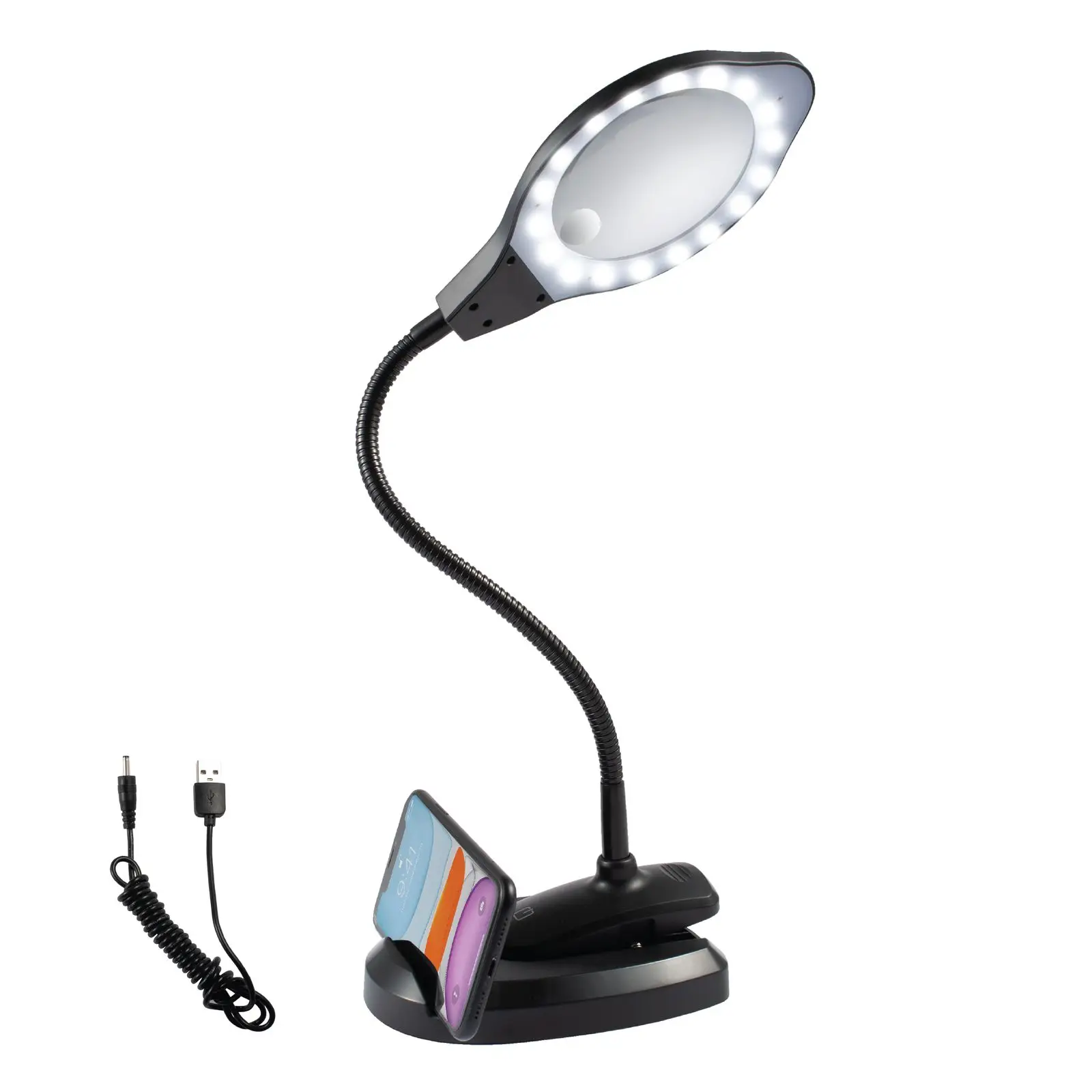 2X 4X Magnifying Glass LED Desk Lamp with Clamp, Table Base & Adapter, Adjustable Gooseneck
2X 4X Magnifying Glass LED Desk Lamp with Clamp, Table Base & Adapter, Adjustable Gooseneck