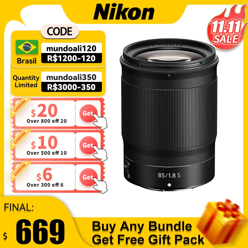 【 11,11 SALE】NIKON Z 85 мм F1.8S Полнокадровый стандартный объектив для цифровой камеры Nikon NIKKOR с большой диафрагмой и фиксированным фокусом
【 11,11 SALE】NIKON Z 85 мм F1.8S Полнокадровый стандартный объектив для цифровой камеры Nikon NIKKOR с большой диафрагмой и фиксированным фокусом