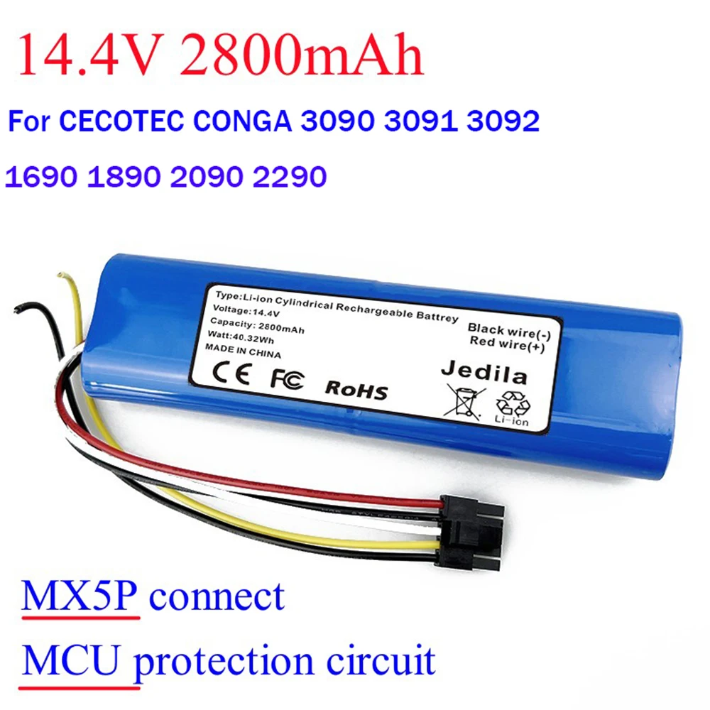 14.4V 3500mAh Battery Pack 100% New for For CECOTEC CONGA 3090 3091 3092 1690 1890 2090 2290 Robot Vacuum Cleaner Accessories
14.4V 3500mAh Battery Pack 100% New for For CECOTEC CONGA 3090 3091 3092 1690 1890 2090 2290 Robot Vacuum Cleaner Accessories