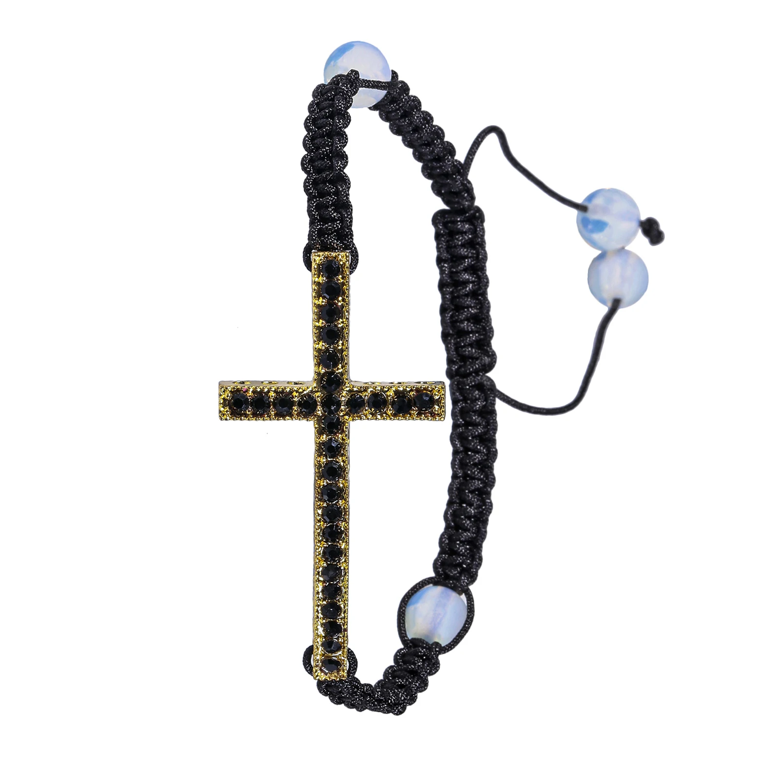 Gold Color Alloy Curved Cross Inlay Rhinestone Bracelet Opal Opalite Beaded Adjustable Black Braided String Wristband Jewelry
Gold Color Alloy Curved Cross Inlay Rhinestone Bracelet Opal Opalite Beaded Adjustable Black Braided String Wristband Jewelry