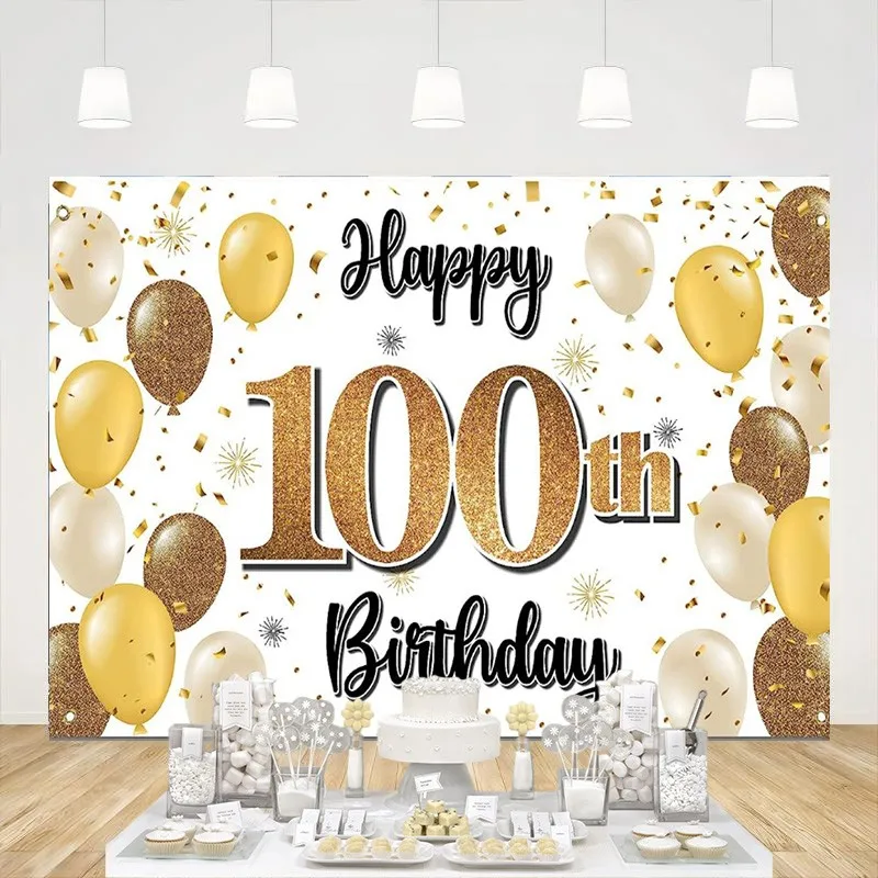 Happy 100th Birthday Backdrop Banner Cheers to 100 Years Old Home Wall Photography Background Party Decorations Studio Props
Happy 100th Birthday Backdrop Banner Cheers to 100 Years Old Home Wall Photography Background Party Decorations Studio Props