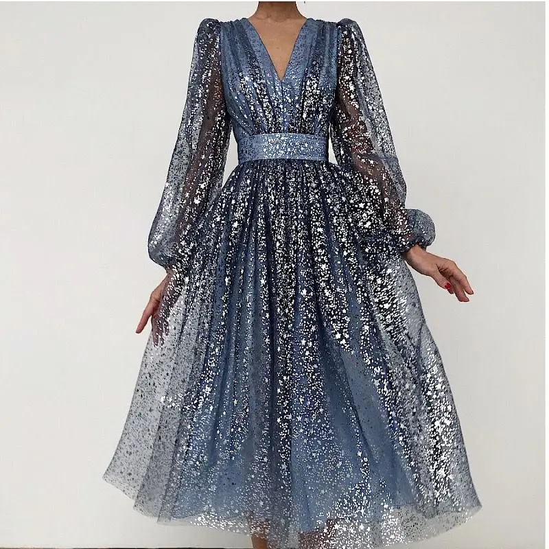 Wepbel Sequin Dress Women Long Sleeve Slim Fits High Waist Party Gauze Dress Solid Color Big Swing Deep V Waist Sexy Dress
Wepbel Sequin Dress Women Long Sleeve Slim Fits High Waist Party Gauze Dress Solid Color Big Swing Deep V Waist Sexy Dress