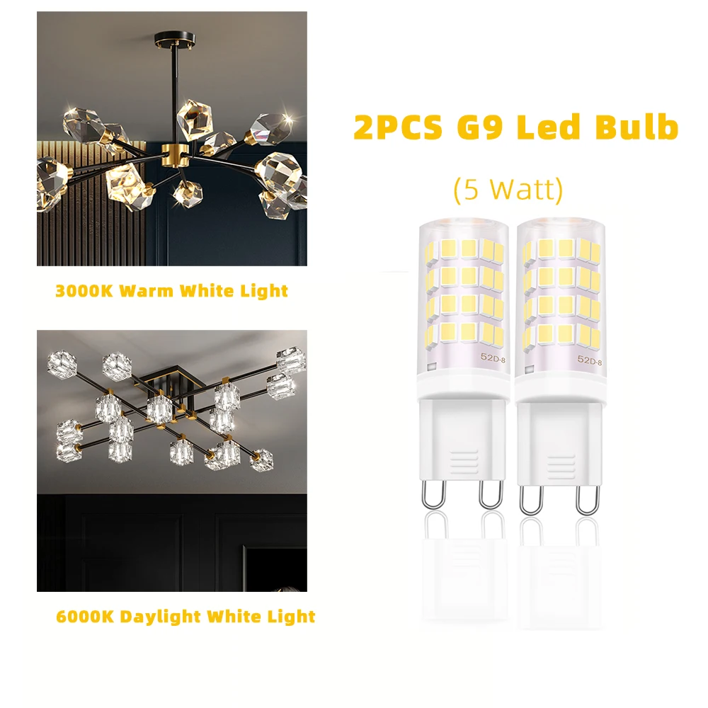 No Flicker 5W G9 LED Light Bulb 3000K 6000K Warm / Daylight White 110V 220V Energy Efficient Replace 50W Halogen Lamp
No Flicker 5W G9 LED Light Bulb 3000K 6000K Warm / Daylight White 110V 220V Energy Efficient Replace 50W Halogen Lamp