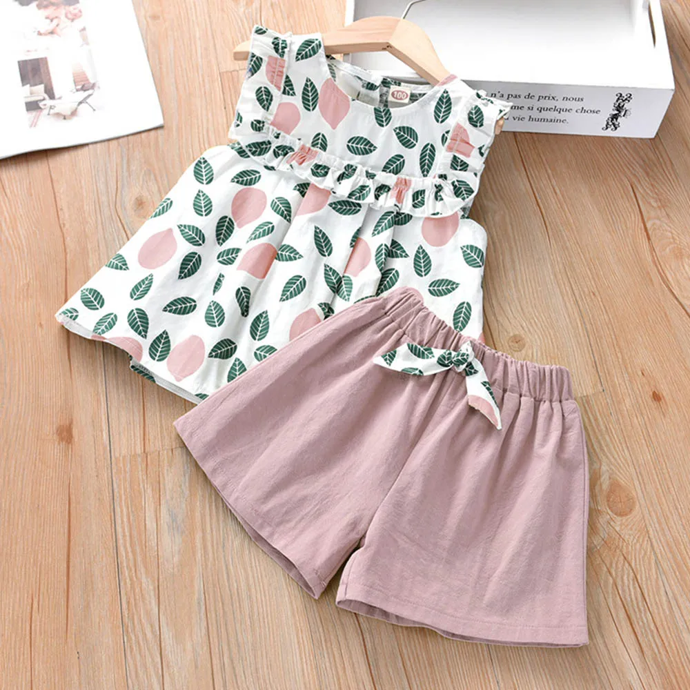 Kids Girl Set Clothes 2022 Summer New Cute Sleeveless Printed Leaf Top + Cotton and Linen Shorts Two-piece Sets Outfits 2-6 Y
Kids Girl Set Clothes 2022 Summer New Cute Sleeveless Printed Leaf Top + Cotton and Linen Shorts Two-piece Sets Outfits 2-6 Y