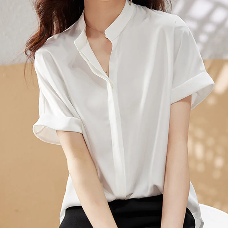 2022 New Summer Women Tops and Blouses White Short Sleeve V-neck Shirt Loose Chiffon Button Up Solid Fashion Femme Clothing 2894
2022 New Summer Women Tops and Blouses White Short Sleeve V-neck Shirt Loose Chiffon Button Up Solid Fashion Femme Clothing 2894