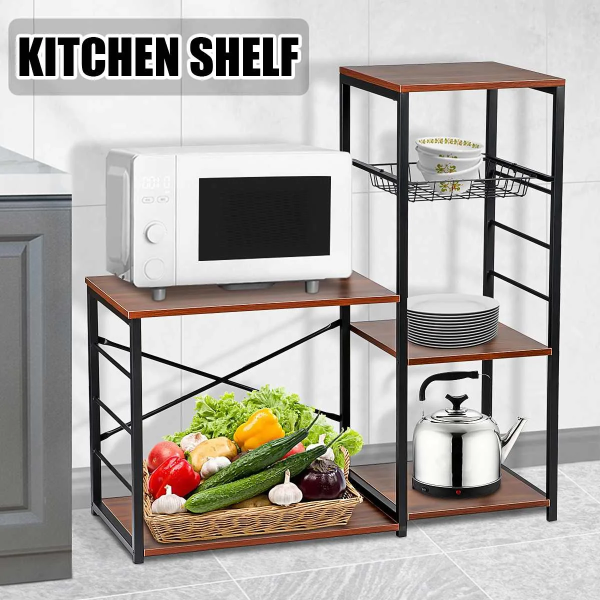 Vintage Brown 5-Tier Multifunctional Kitchen Bakers Rack Utility Storage Shelves Microwave Oven Stand Kitchen Storage Organizer
Vintage Brown 5-Tier Multifunctional Kitchen Bakers Rack Utility Storage Shelves Microwave Oven Stand Kitchen Storage Organizer