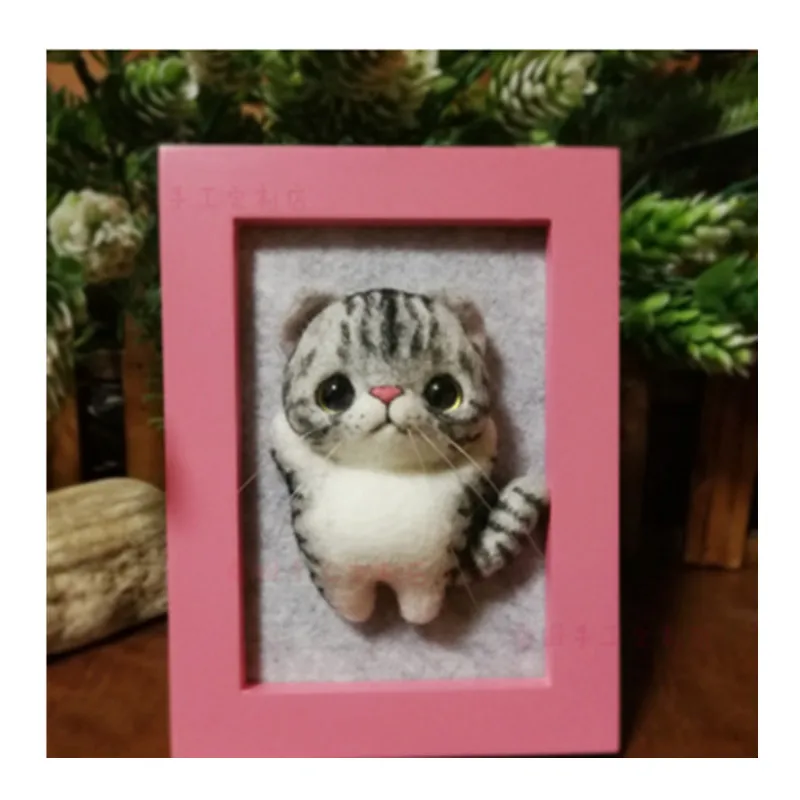 

Cat stereo frame wool needlepoint kit wool felt needle felting pendant craft needlecraft DIY gift idea