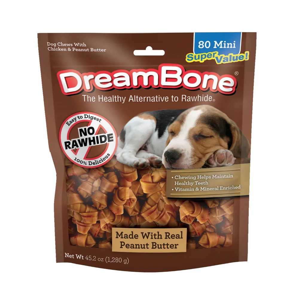 

OIMG Peanut Butter Flavored Rawhide-Free Dog Chews, Mini, 45.2 Oz. (80 Count)