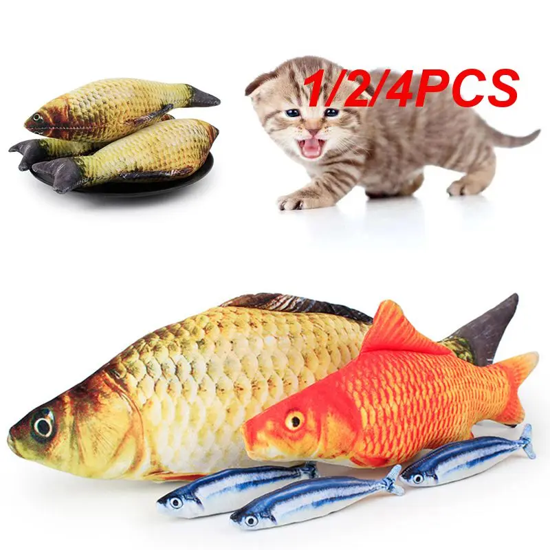 

1/2/4PCS Pet Fish Toy Soft Plush Toy Fish Cat 3D Simulation Dancing Wiggle Interaction Supplies Favors Cat Pet Chewing Toy Pet