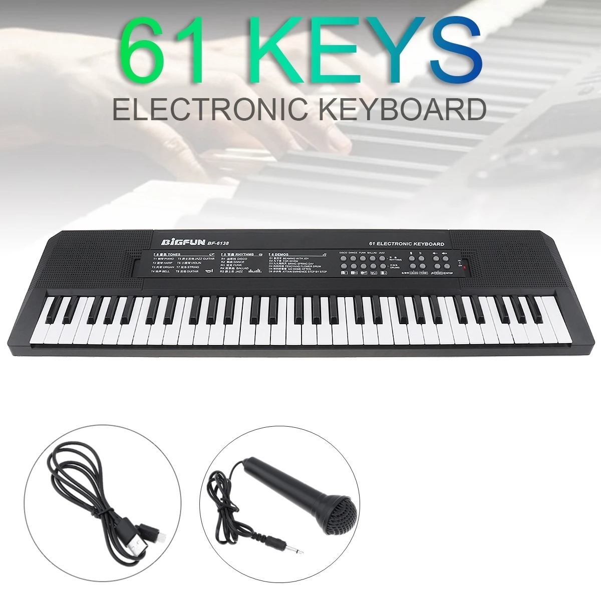 61 Keys Musical Keyboard Professional Piano Portable Digital Music Key Board Microphone Children Gift Musical Instruments
61 Keys Musical Keyboard Professional Piano Portable Digital Music Key Board Microphone Children Gift Musical Instruments