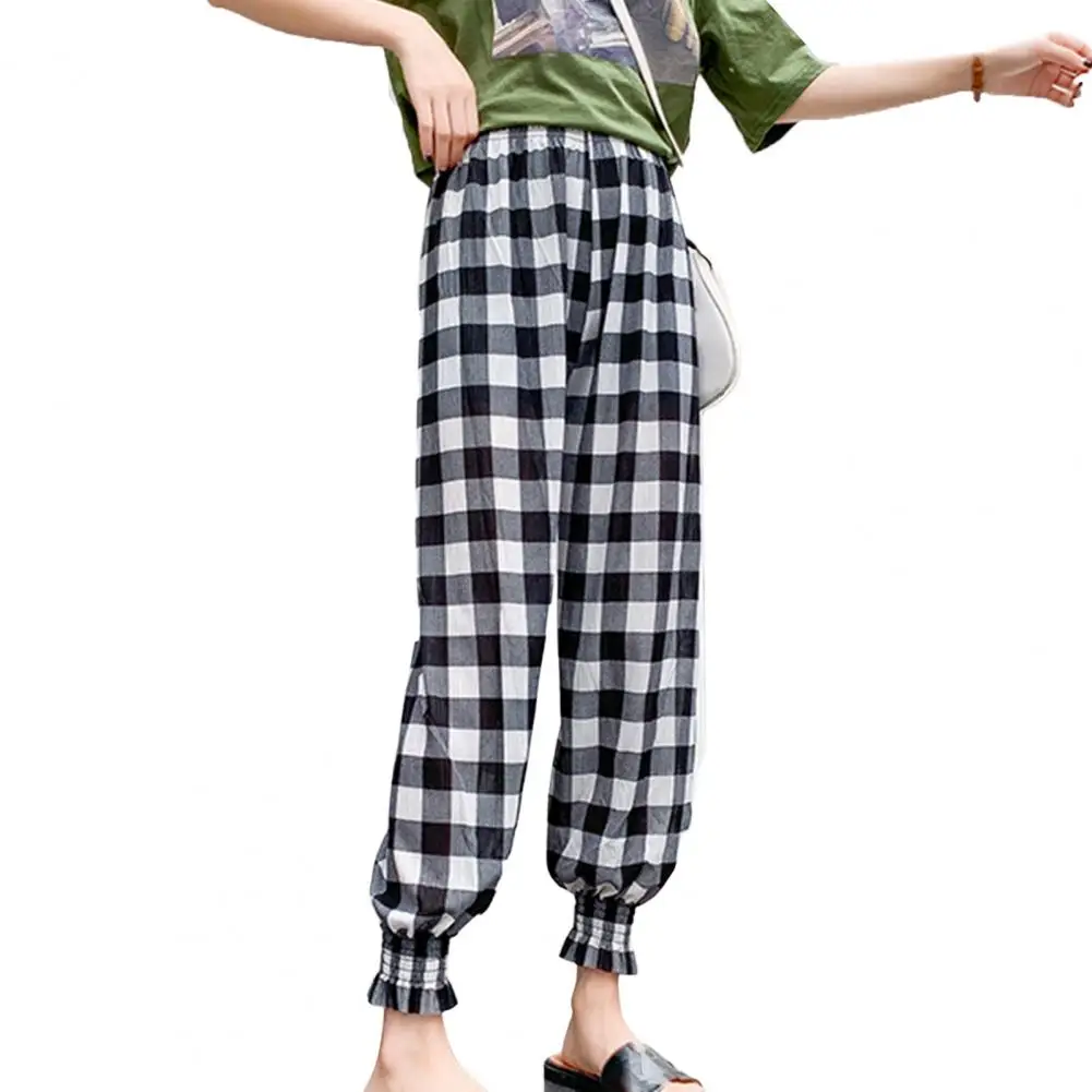 

Stylish Casual Trousers Shrinkable Cuffs Quick Drying Lady Casual Bloomers Long Pants Thin Casual Pants Streetwear