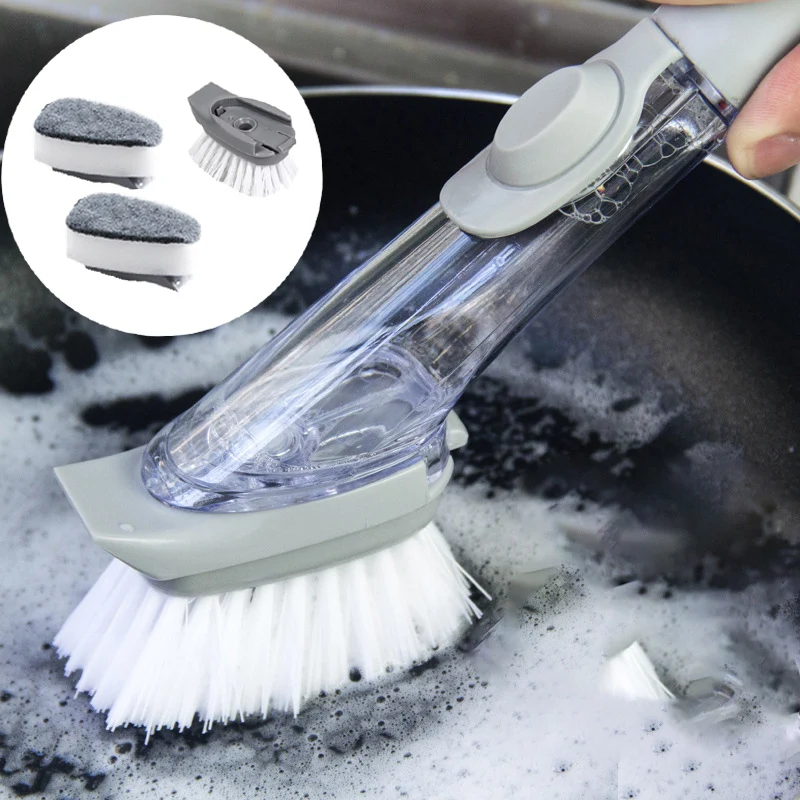 Kitchen Cleaning Brush 2 In 1 Long Handle Cleaing Brush with Removable Brush Sponge Dispenser Dishwashing Brush Kitchen Tools
Kitchen Cleaning Brush 2 In 1 Long Handle Cleaing Brush with Removable Brush Sponge Dispenser Dishwashing Brush Kitchen Tools