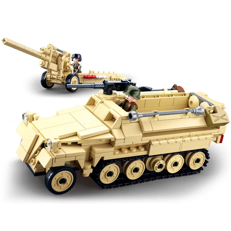 460pcs WW2 Tank Series Armored Car Building Blocks SD.KFZ.251 Model Technical Bricks WW2 Military Soldiers Figures Toys 
460pcs WW2 Tank Series Armored Car Building Blocks SD.KFZ.251 Model Technical Bricks WW2 Military Soldiers Figures Toys