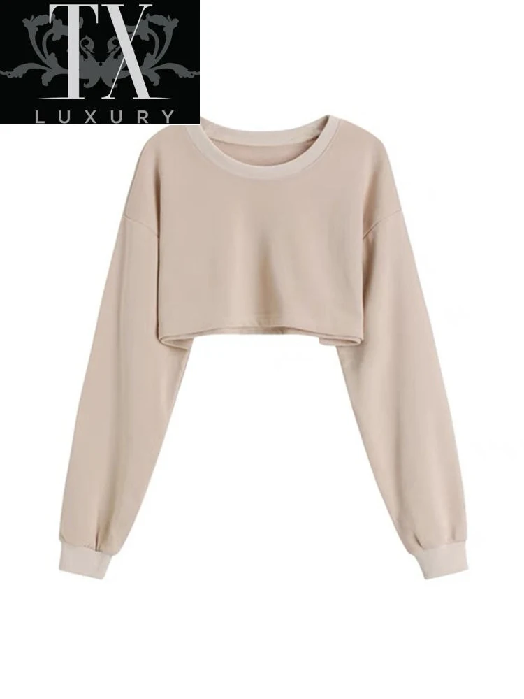 Khaki Loog Sleeved Women Spring New 2022 Fashion All-Match Loose Solid Pullover Crop Tops Casual Basic Dancing Tees Mujer
Khaki Loog Sleeved Women Spring New 2022 Fashion All-Match Loose Solid Pullover Crop Tops Casual Basic Dancing Tees Mujer