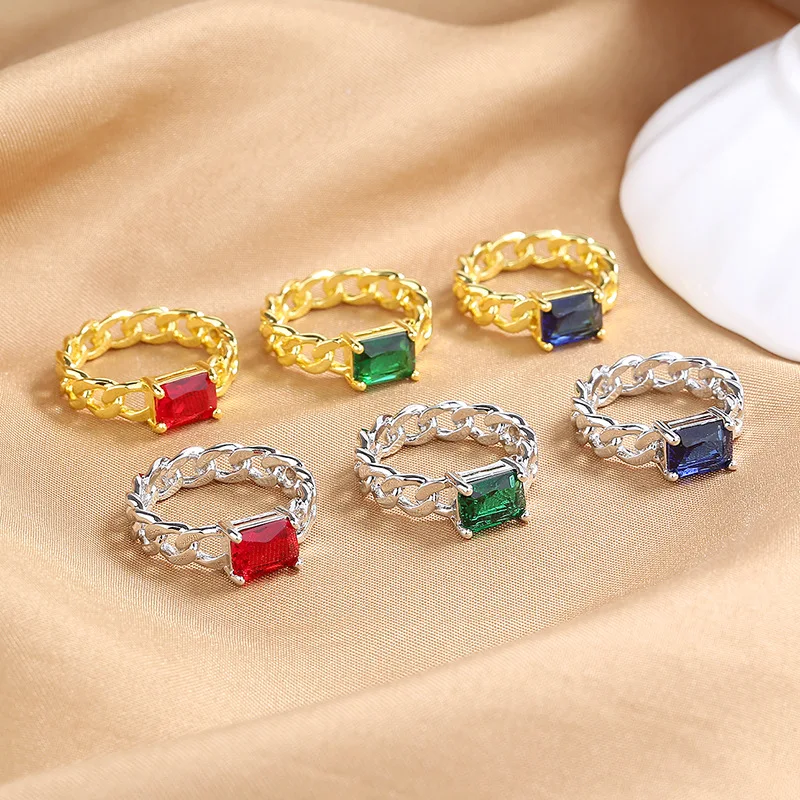 Luxury Colored Square Zircon Rings For Women Stainless Steel Twist Chain Ring 2023 Trendy Vintage Jewelry Party Wedding Gifts
Luxury Colored Square Zircon Rings For Women Stainless Steel Twist Chain Ring 2023 Trendy Vintage Jewelry Party Wedding Gifts